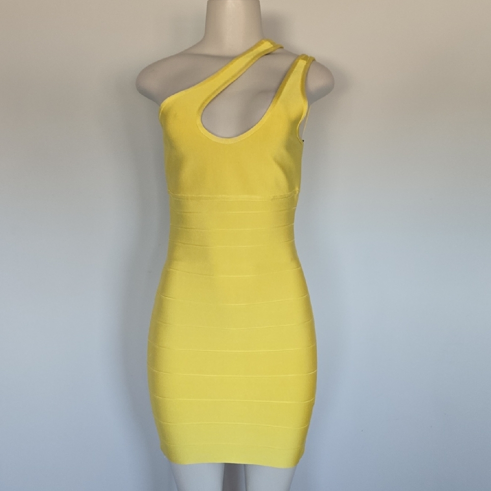 Herve Leger/Forever 21 Yellow one shoulder bandage dress-M
